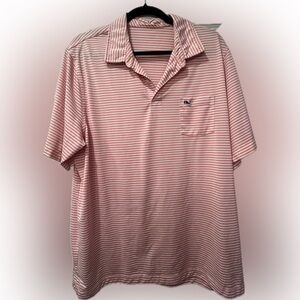 Vineyard Vines Golf Performance Polo XL Pink & White Stripe
